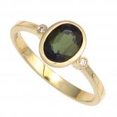 Damen Ring 585 Gelbgold mit Turmalin grün und Diamanten 0,02ct. | 