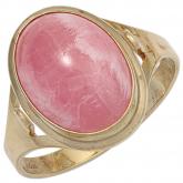 Damen Ring 585 Gelbgold mit Rhodochrosit rosa