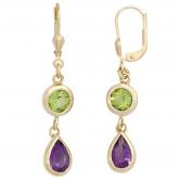 Boutons 585 Gelbgold mit Amethysten und Peridoten | Edelsteine