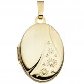 Medaillon oval 14k (585) Gelbgold Blumenmuster