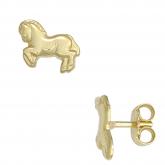 Kinder Ohrstecker "Pferd" 333 Gelbgold