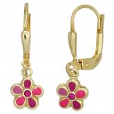 Kinder Boutons "Blume" 333 Gelbgold mit Glassteinen