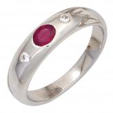 Damen Ring 925 Sterling Silber mit Rubin und Zirkonia