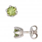 Ohrstecker rund 925 Sterling Silber mit 2 Peridoten ca. 4,8 mm | Edelsteine