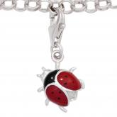 Einhänger/Charm \"Marienkäfer\" 925 Sterling Silber rot schwarz lackiert