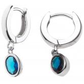 Creolen 925 Sterling Silber mit Zirkonia blau | Silberschmuck