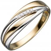 Damen Ring 585 Gelb-/Weißgold mit 5 Diamant-Brillanten | Gelbgoldschmuck