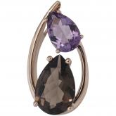 Anhänger 14k (585) Rotgold mit Rauchquarz braun und Amethyst violett-lila | Edelsteine