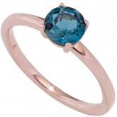 Damen Ring 14k (585) Rotgold mit Blautopas London Blue Solitär | Edelsteine