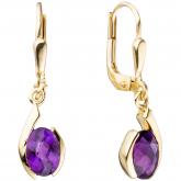 Boutons 333 Gelbgold mit 2 Amethysten violett