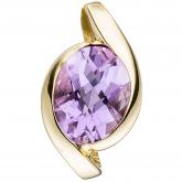 Anhänger 333 Gelbgold mit Amethyst violett oval