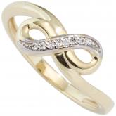 Damen Ring "Unendlichkeit" 333 Gelbgold bicolor mit Zirkonia weiß | 