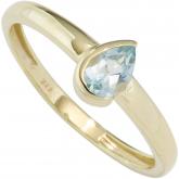 Damen Ring 8k (333) Gelbgold mit Blautopas Tropfenform | Gelbgoldschmuck