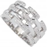 Damen Ring breit 925 Sterling Silber mit Zirkonia abstrakt | Silberschmuck