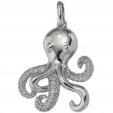 Anhänger "Oktopus"  925 Sterling Silber mit Zirkonia weiß | Edelsteine