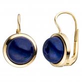 Boutons rund 8k (333) Gelbgold mit 2 Lapis Lazuli | Edelsteine