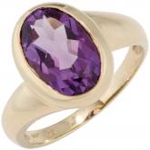 Damen Ring 14k (585) Gelbgold mit Amethyst violett oval | 