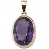 Anhänger oval 14k (585) Gelbgold mit Amethyst violett | Gelbgoldschmuck