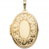 Medaillon "Blumen-Ranke" oval für 2 Fotos 925 Silber/vergoldet | Vergoldet