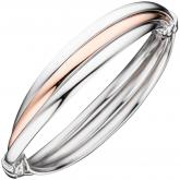 Armreif 3-reihig oval 925 Sterling Silber/teilrotvergoldet