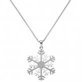 Collier "Schneeflocke" Edelstahl Glitzer-Effekt 46 cm | Edelstahlschmuck