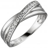 Damen Ring 925 Sterling Silber mit Zirkonia weiß Crossing-Design | Silberschmuck