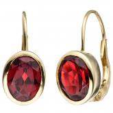 Boutons 333 Gelbgold mit 2 Granat Edelsteinen rot | Gelbgoldschmuck