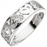 Damen Ring Herz-Motive 925 Sterling Silber mit Zirkonia weiß | Silberschmuck