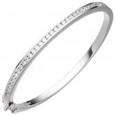 Armreif oval 925 Sterling Silber mit Zirkonia weiß | Edelsteine