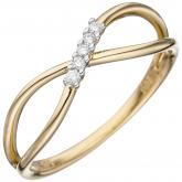 Damen Ring "Schleife" 585 Gelbgold mit 5 Brillanten