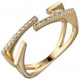 Damen Ring 585 Gelbgold mit 19 Brillanten 0,15ct. plastisch abstrakt | Gelbgoldschmuck