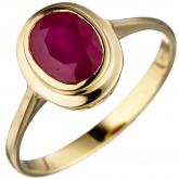 Damen Ring oval 585 Gelbgold mit Rubin | Gelbgoldschmuck