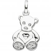 Kinder Anhänger "Teddybär" 925 Sterling Silber mit 8 Zirkonia weiß | Silberschmuck