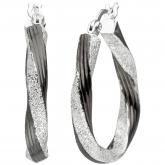 Creolen gedreht oval 925 Sterling Silber/teilrutheniert | Silberschmuck