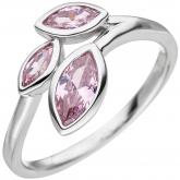 Damen Ring 925 Silber mit 3 Zirkonia rosa Marquise | Silberschmuck