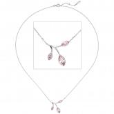 Collier/Ankerkette "Zweig" 925 Silber mit 3 Zirkonia rosa ca. 45 cm | Silberschmuck