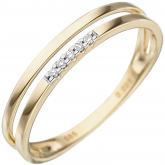 Damen Ring 585 Gelbgold 2-schienig mit 5 Brillanten | Gelbgoldschmuck