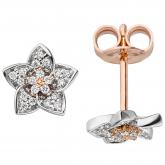 Ohrstecker "Blume" 585 Rot-/Weißgold bicolor mit 40 Brillanten 0,14 ct. | Bicolor Schmuck