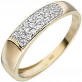 Damen Ring 333 Gelbgold mit 24 Zirkonia weiß