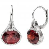 Ohrhänger 585 Weißgold mit Granat rot und 88 Brillanten 0,26 ct.