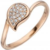 Damen Ring "Tropfen" 585 Rotgold 22 Brillanten 0,16ct.