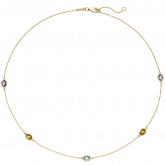 Collier/Ankerkette 585 Gelbgold mit 2 Amethysten 2 Citrinen und Blautopas | Edelsteine