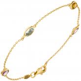 Ankerarmband 585 Gelbgold mit 2 Amethysten, 1 Citrin, 1 Blautopas | Edelsteine