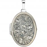 Medaillon oval für 2 Fotos 925 Sterling Silber Dekor floral Vintage