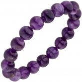 Armband mit Amethyst-Kugeln violett 19 cm elastisch | Edelsteine