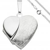 Collier und Medaillon "Herz" 925 Sterling Silber/teileismatt 50 cm | Silberschmuck