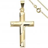 Anhänger "Kreuz" 333 Gelbgold mit Kette 45 cm | Gelbgoldschmuck