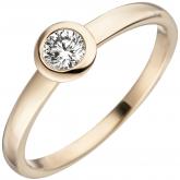 Damen Ring 585 Gelbgold mit Brillant 0,25 ct. rund gefasst