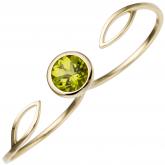 Damen Zweifinger Ring 585 Gelbgold mit Peridot grün | Gelbgoldschmuck