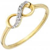Damen Ring "Unendlichkeit" 375 Gelbgold mit 10 Zirkonia weiß | Gelbgoldschmuck